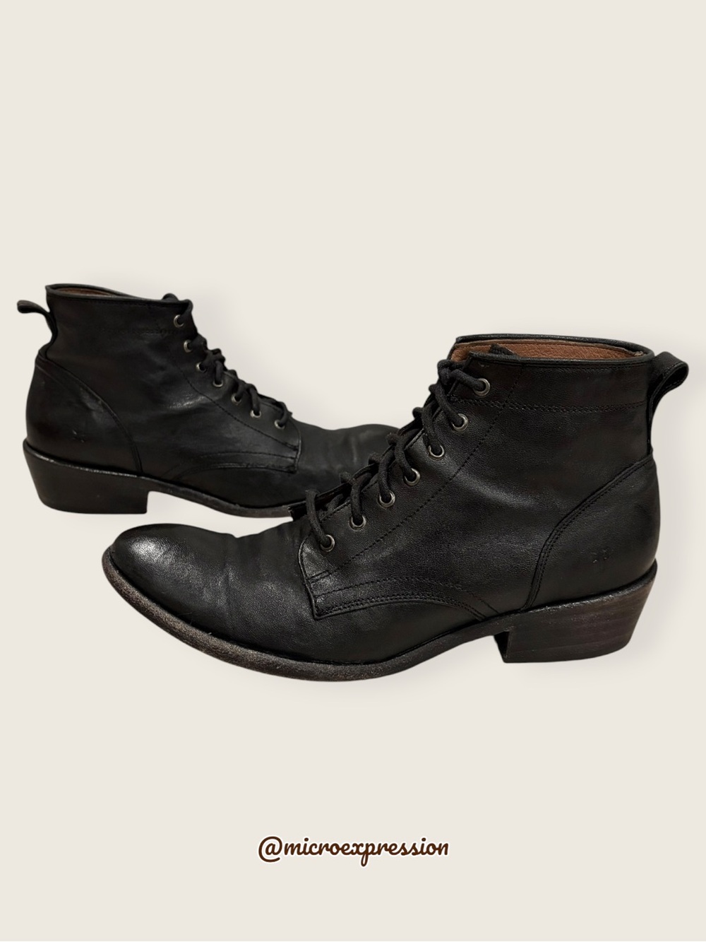 $349 Frye Carson Classic Oxford Academia Black Leather Lace Up Heeled Ankle Boot - Picture 7 of 16